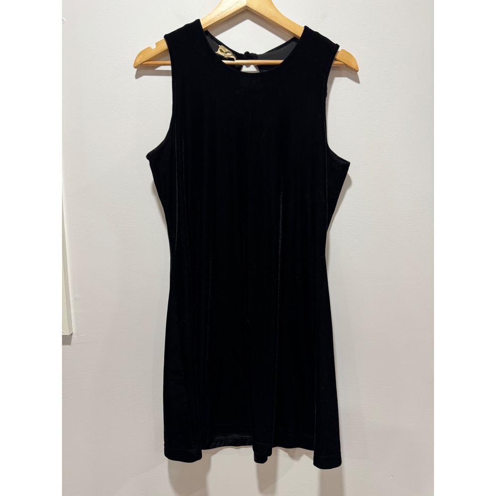 Vintage DJ Int'l Black Velvet Keyhole Back Mini Dress Large